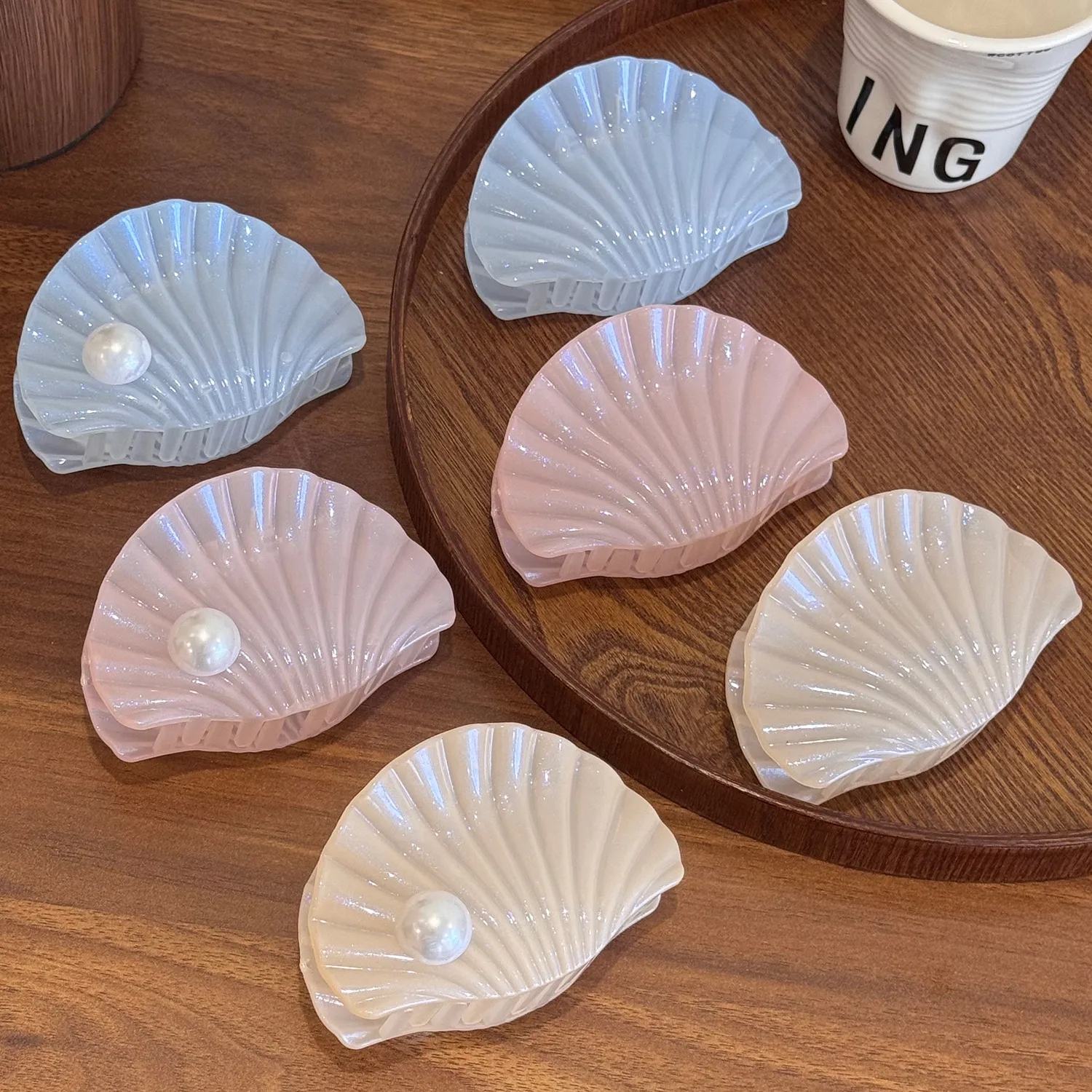seashell-shaped hair claw clips, 2Pcs 3