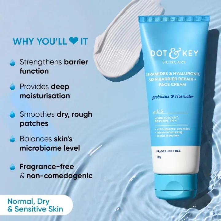 Dot & Key Ceramide & Hyaluronic Skin Barrier Repair Face Moisturizer With Probiotics & Rice Water I Barrier Repair Cream | Made in India - By Allure Cosmetics 2