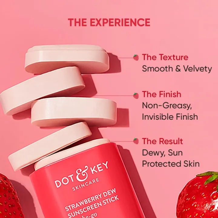 Dot & Key Strawberry Dew SPF 50 Sunscreen Stick Air Light, SPF 50 PA+++, Broad Spectrum UVA / UVB Rays Protection 20gm 4