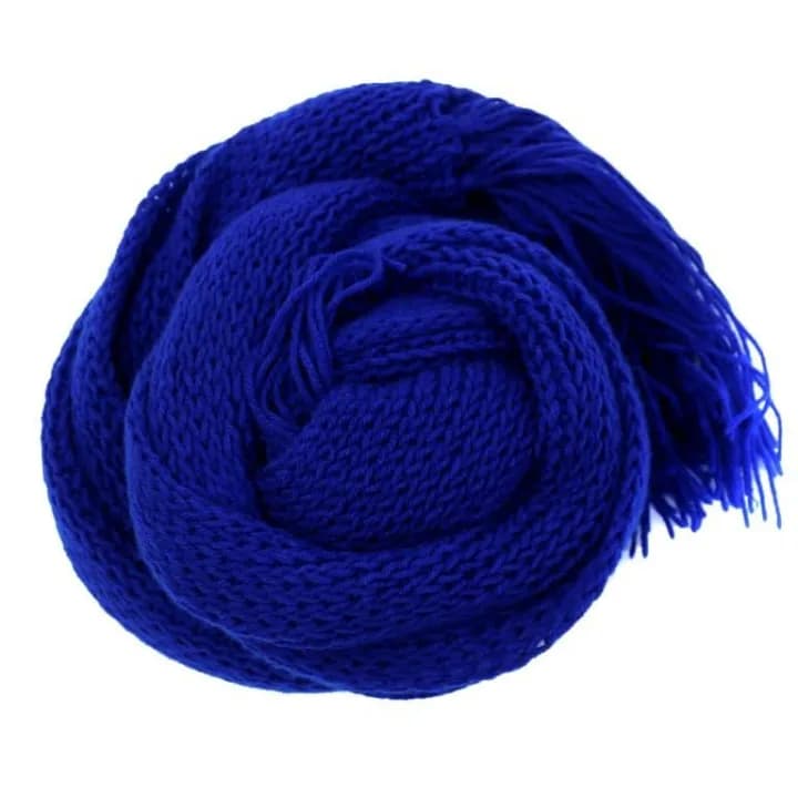 Blue Plain Woolen Scarves For Men 1