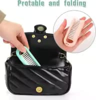 Portable Foldable Pocket Hair Comb With Mirror Mini Hair Brush for Women and Men (1 Piece)