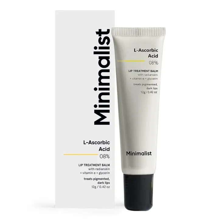 Minimalist 8% L-Ascorbic Acid Lip Treatment Balm with Vitamin E, Radianskin & Glycerine for Pigmented & Dark Lips 12gm 1