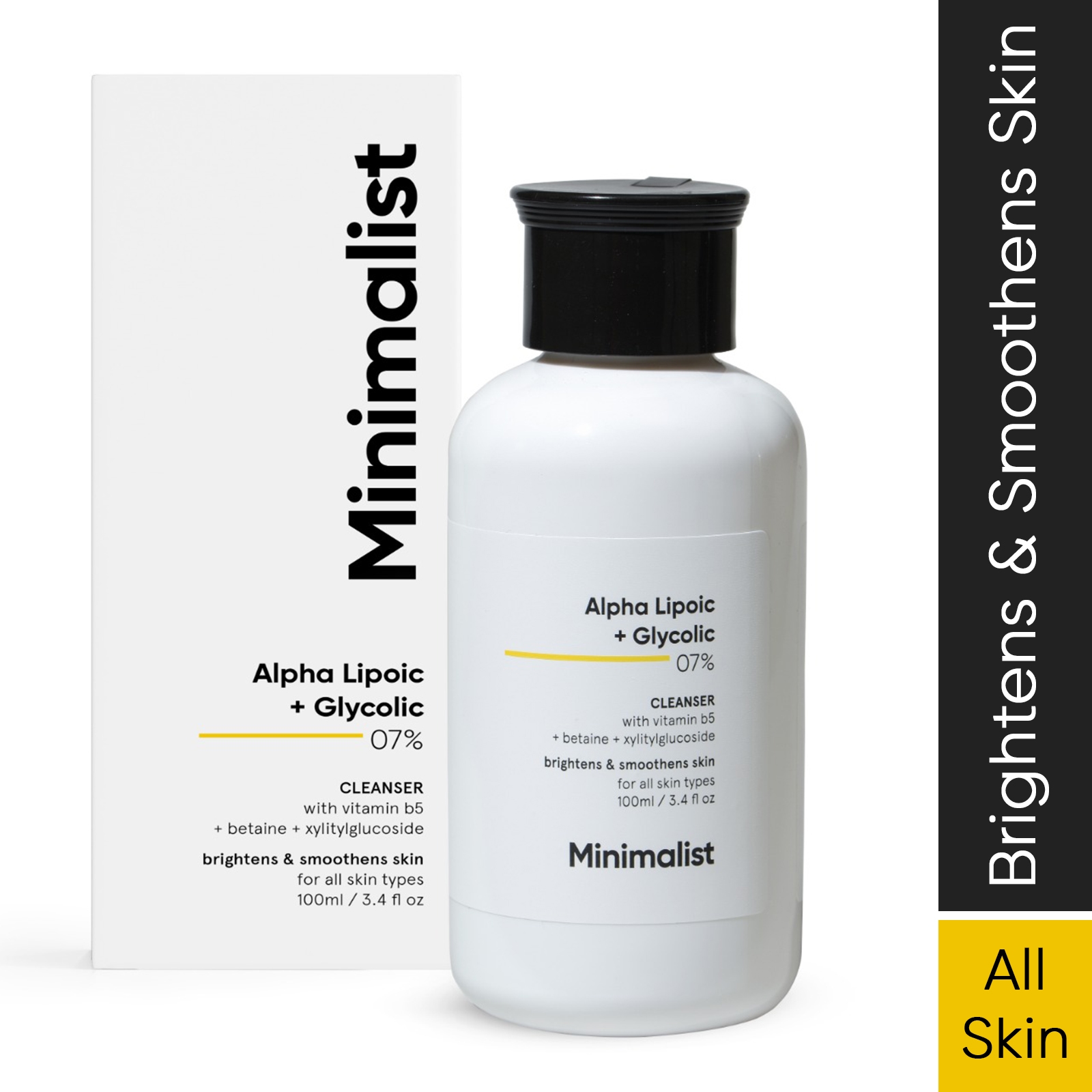 Minimalist 7% ALA & AHA Face Wash for Brightening, Exfoliating, Glow & Even Tone | With Vitamin B5 For Hydration & Glycolic Acid For Exfoliation | 3.4 Fl Oz / 100 ml 1