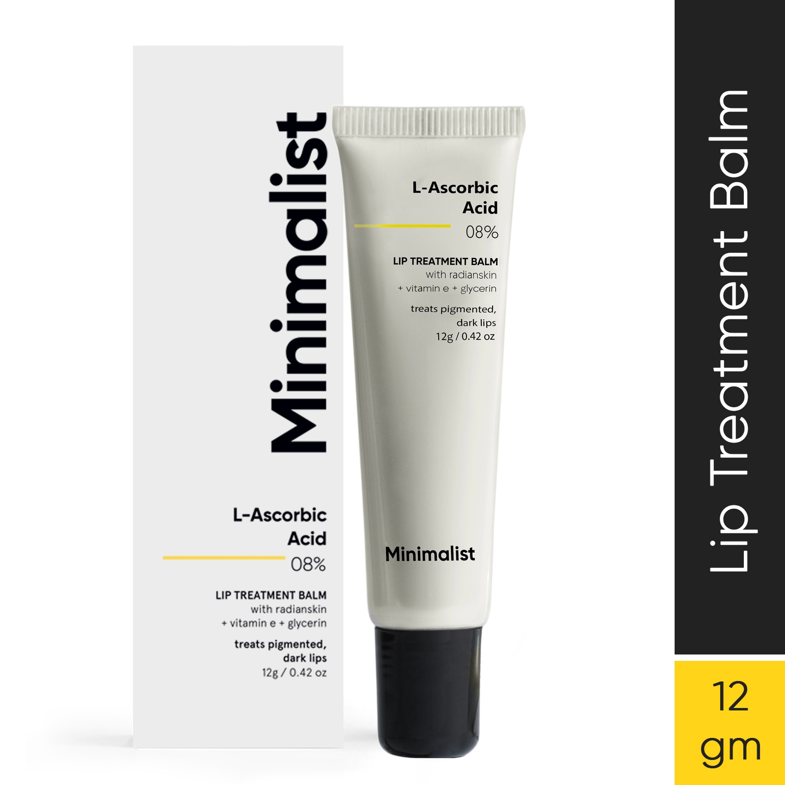 Minimalist Lip Balm for Moisturizing, Softening & Brightening Lips | 8% L-Ascorbic Acid with Vitamin E, Radianskin & Glycerine | For Women & Men | 0.42 Oz / 12 gm 1