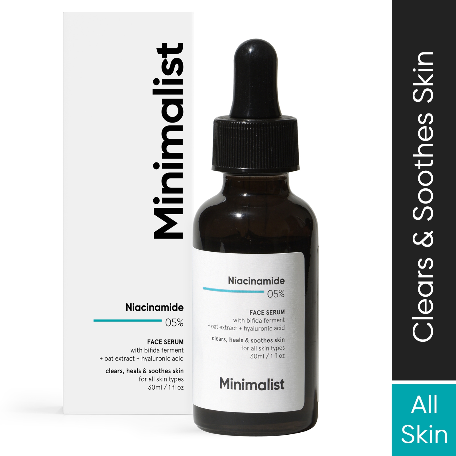 Minimalist 5% Niacinamide Serum for Clear Glowing Skin | With 1% Hyaluronic Acid for Hydration | Pore Minimizer for Face | Clears Acne Marks & Blemishes | For Women & Men | 1 Fl Oz / 30 ml 1