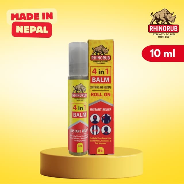 RhinoRub 4 in 1 Roll-On 10ml - Muscle Pain, Joint Stiffness, Headache, Cold and Congestion
