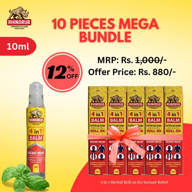RhinoRub 4 in 1 Roll-On 10ml - Pack of 10