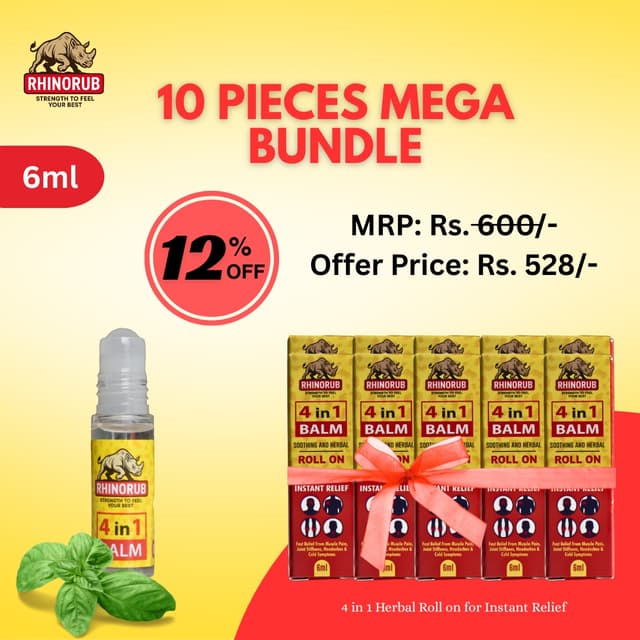 RhinoRub 4 in 1 Roll-On 6ml - Pack of 10