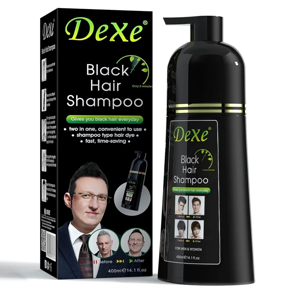 Dexe Black Hair Shampoo 400 ML - Natural Herbal Formula - Long-Lasting Fast Acting Dye - Easy & Safe to Use| Only Five Minute Results Comes . 1