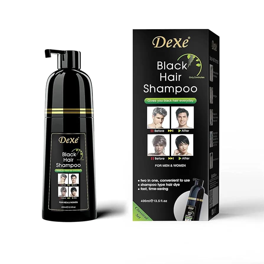 Dexe Black Hair Shampoo 400 ML - Natural Herbal Formula - Long-Lasting Fast Acting Dye - Easy & Safe to Use| Only Five Minute Results Comes . 1