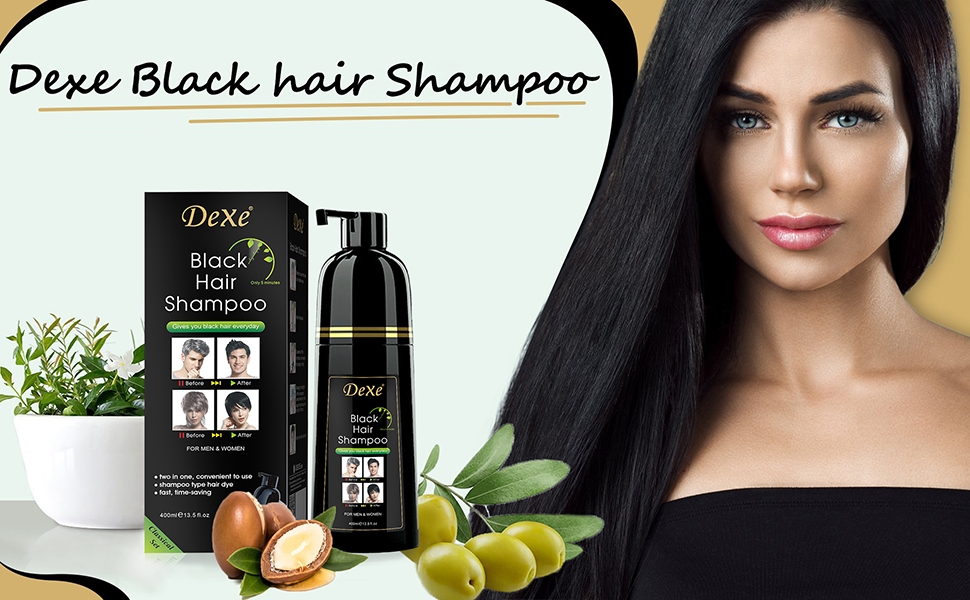 Dexe Black Hair Shampoo 400 ML - Natural Herbal Formula - Long-Lasting Fast Acting Dye - Easy & Safe to Use| Only Five Minute Results Comes . 7