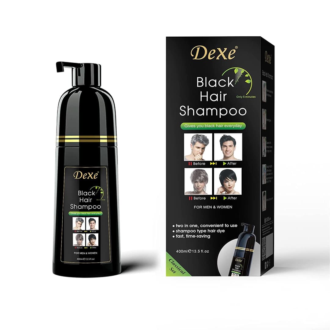 Dexe Black Hair Shampoo 400 ML - Natural Herbal Formula - Long-Lasting Fast Acting Dye - Easy & Safe to Use| Only Five Minute Results Comes . 1