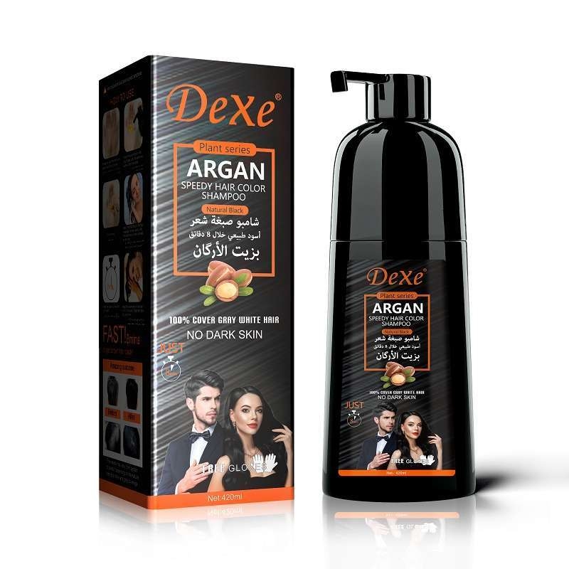 Dexe Black Argan Hair Shampoo 400 ML - Natural Herbal Formula - Long-Lasting Fast Acting Dye - Easy & Safe to Use| Only Five Minute Results Comes . 3