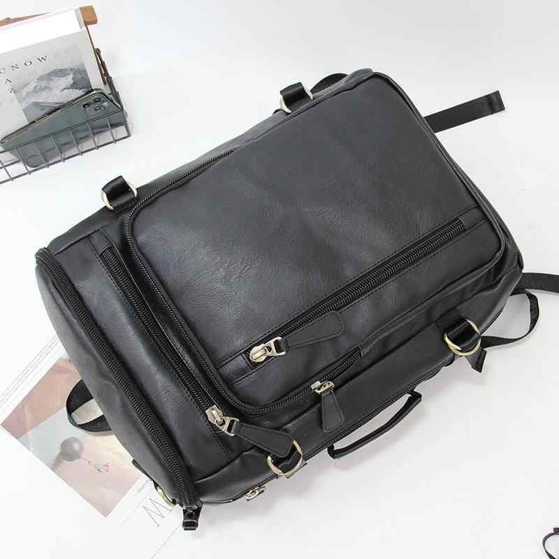 Premium PU Leather Backpack for Men - Water Resistant Laptop Bag for Office, College, and Travel - Large Capacity Multi-Functional Rucksack 1