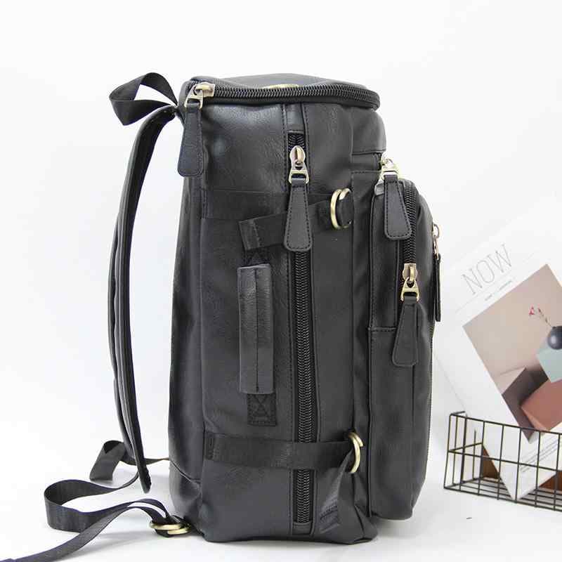 Premium PU Leather Backpack for Men - Water Resistant Laptop Bag for Office, College, and Travel - Large Capacity Multi-Functional Rucksack 7