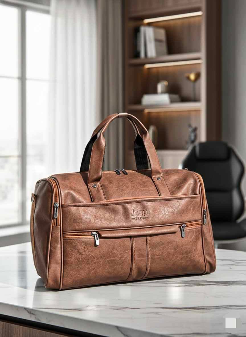Premium PU Leather Travel Duffle Bag for Men & Women | Stylish Luggage Bag For Weekend & Gym Bag 1