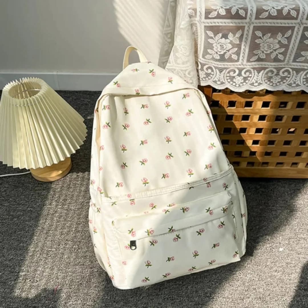 Cute floral backpack with a soft pastel vibe - perfect for everyday use 2