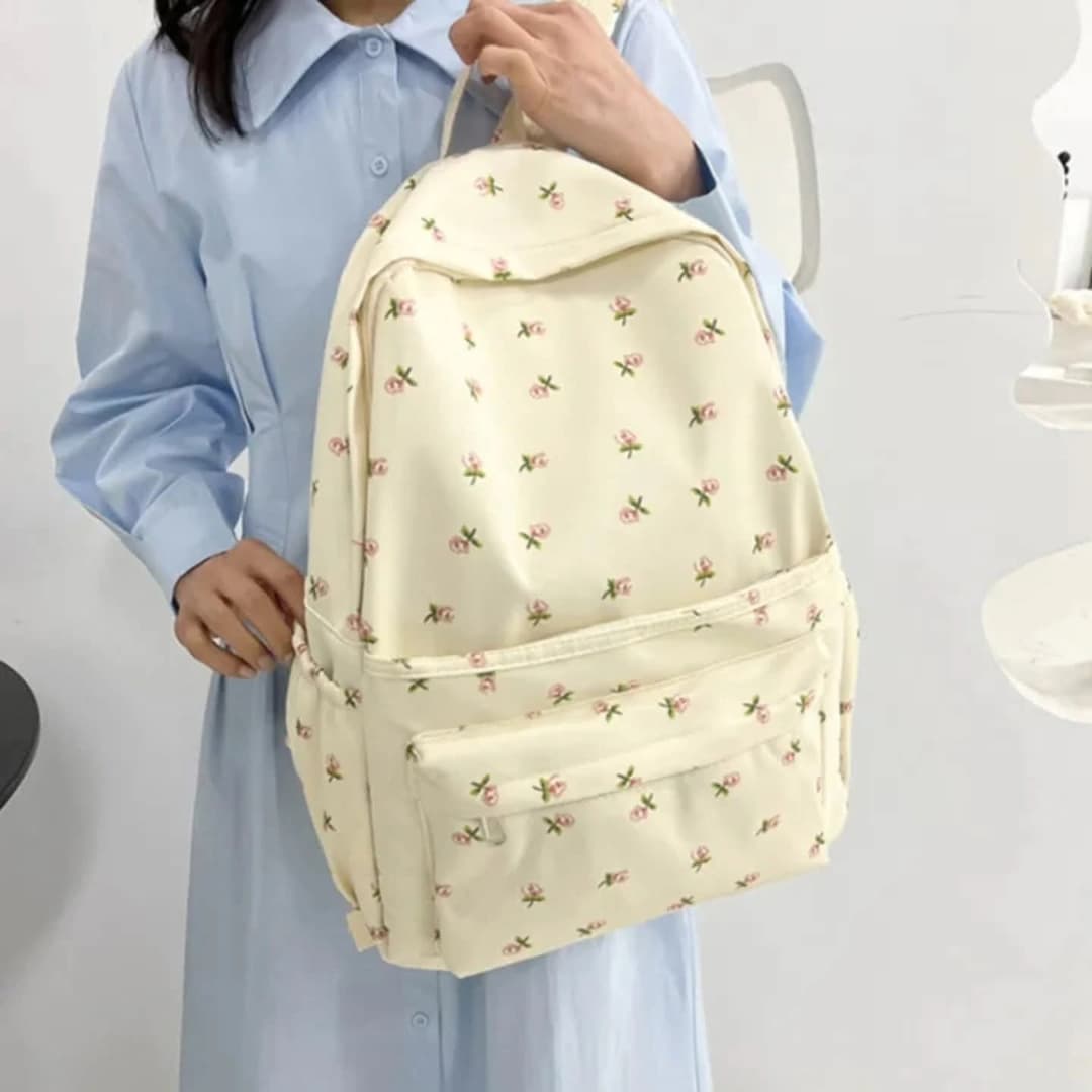 Cute floral backpack with a soft pastel vibe - perfect for everyday use 3