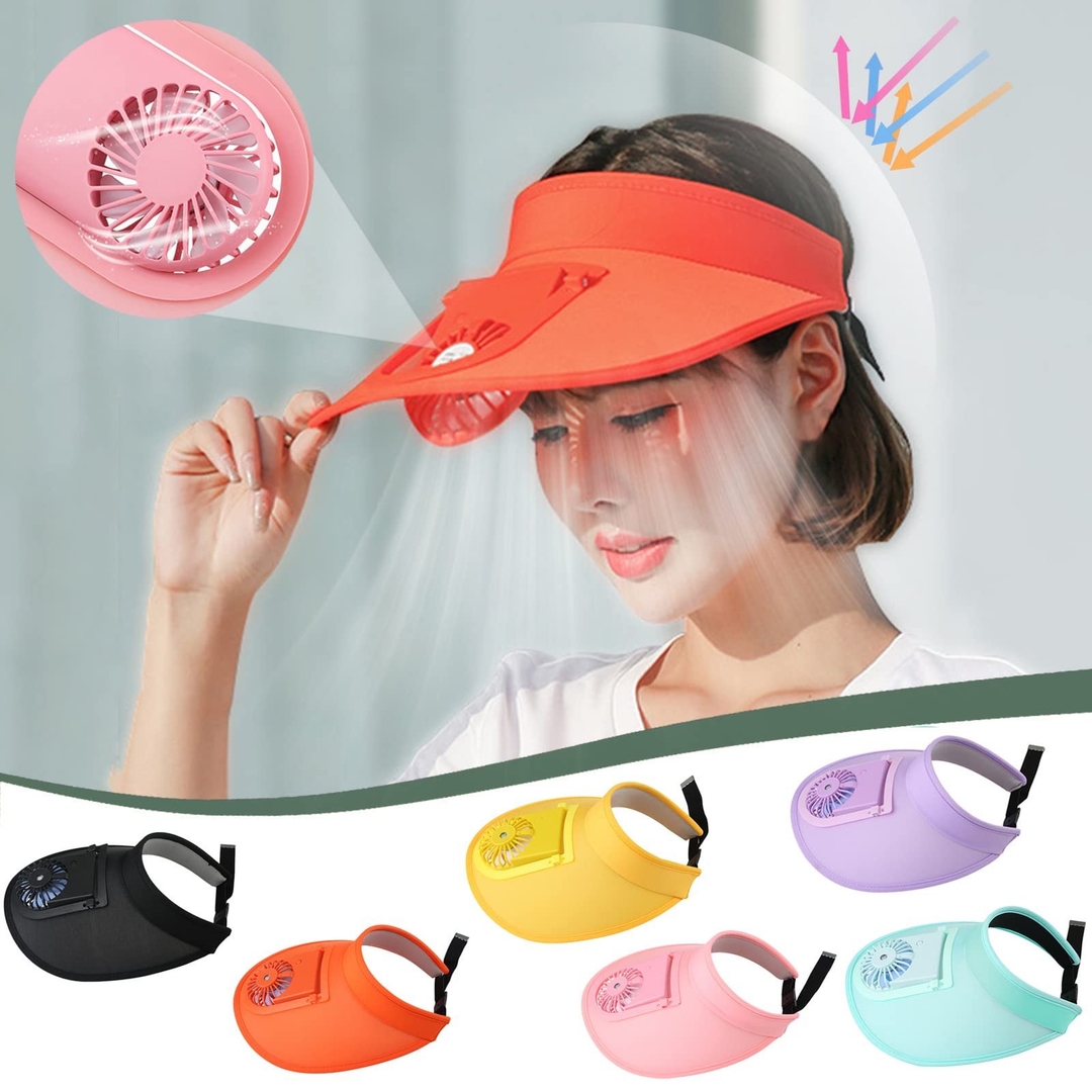 Portable Breathable Summer Fan Sunhat Mesh Strong Wind Wide Brim Sun Hat Wide Brim / Solar Powered Solar Fan Cap Outdoor Activities 1