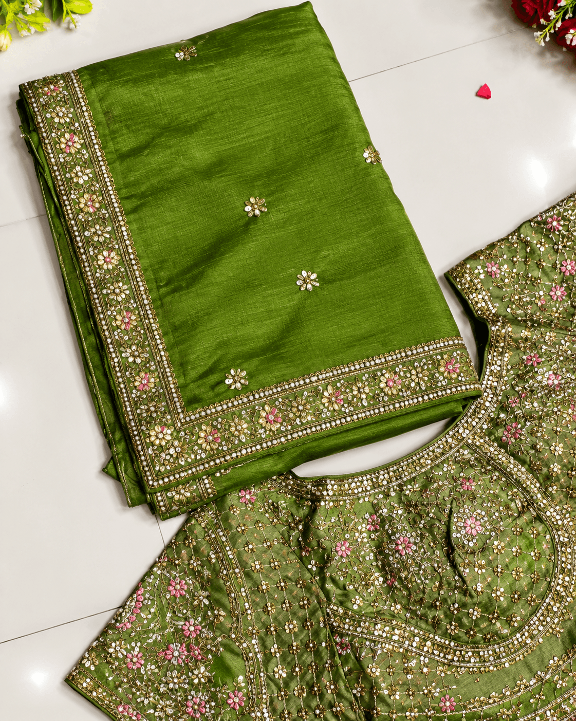 Partrywear Green saree High Quality 2