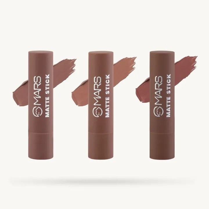 MARS Matte Box Set of 3 Lipsticks for Women | Long-Lasting | Smooth Finish | Moisturising | One Swipe Pigmentation | 3x3.2 gm 03-Plum 3
