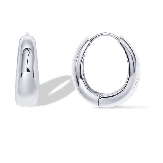 14K Silver Plated Sterling Post Small Chunky Hoops Earrings 1