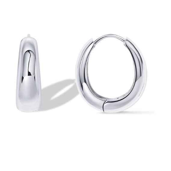 14K Silver Plated Sterling Post Small Chunky Hoops Earrings 2