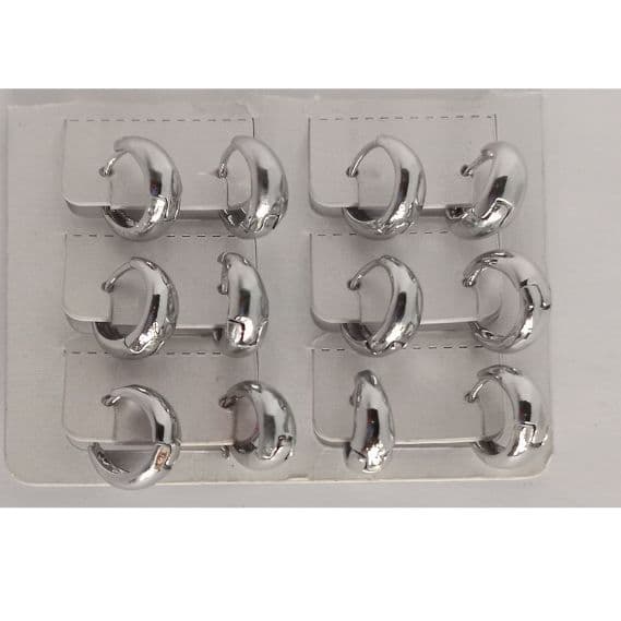 14K Silver Plated Sterling Post Small Chunky Hoops Earrings 2