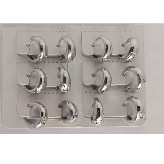 14K Silver Plated Sterling Post Small Chunky Hoops Earrings 3