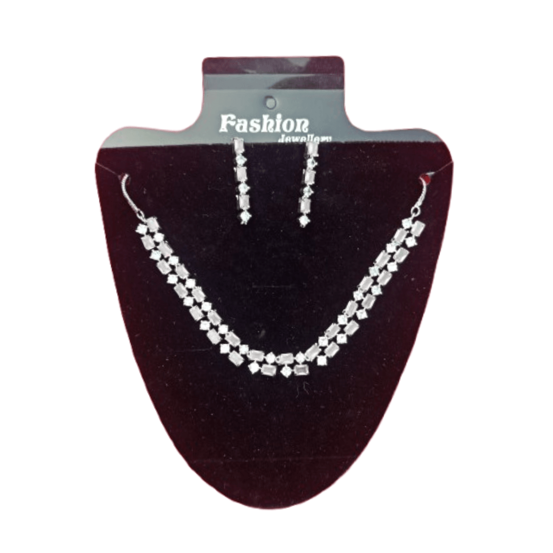 Women's Fashion Jewelry Set – Silver Plated Necklace, Earrings & Maang Tikka with Blue Stones – Bridal & Party Wear 1