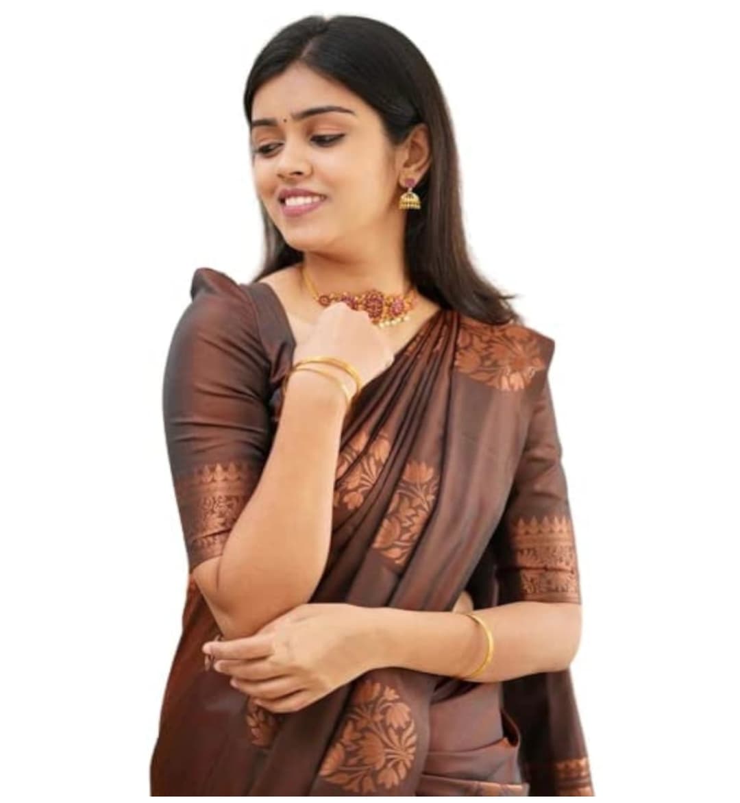 Awafu Banarasi Cotton Silk Saree With Attached Blouse 1