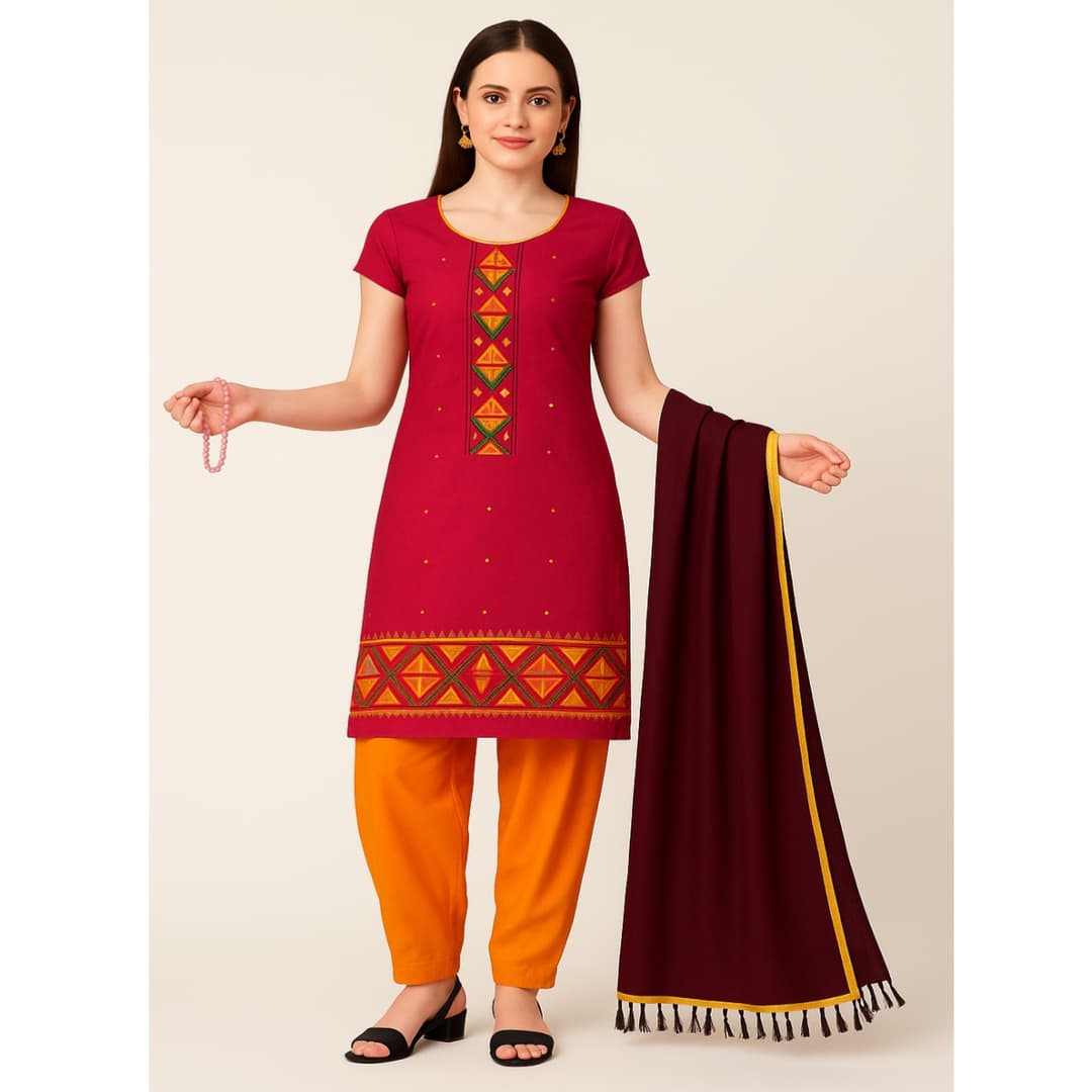 DSC 3 Set Abrika Graceful Coteens Dress Materials Dupatta Salwar Suits