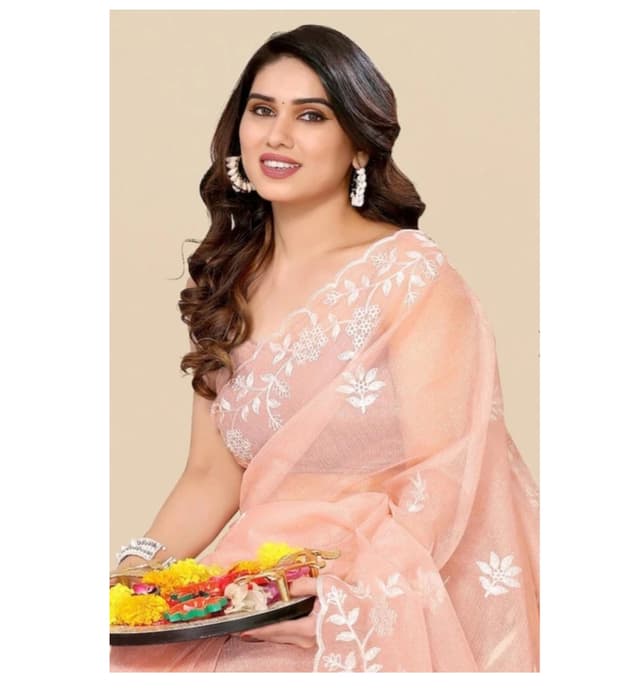 Awafu Soft Net Saree with Blouse