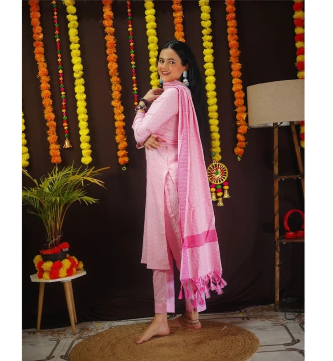 Awafu Readymade Women Wool Cotton Kurti Pant Dupatta Set , Kurta Salwar 2