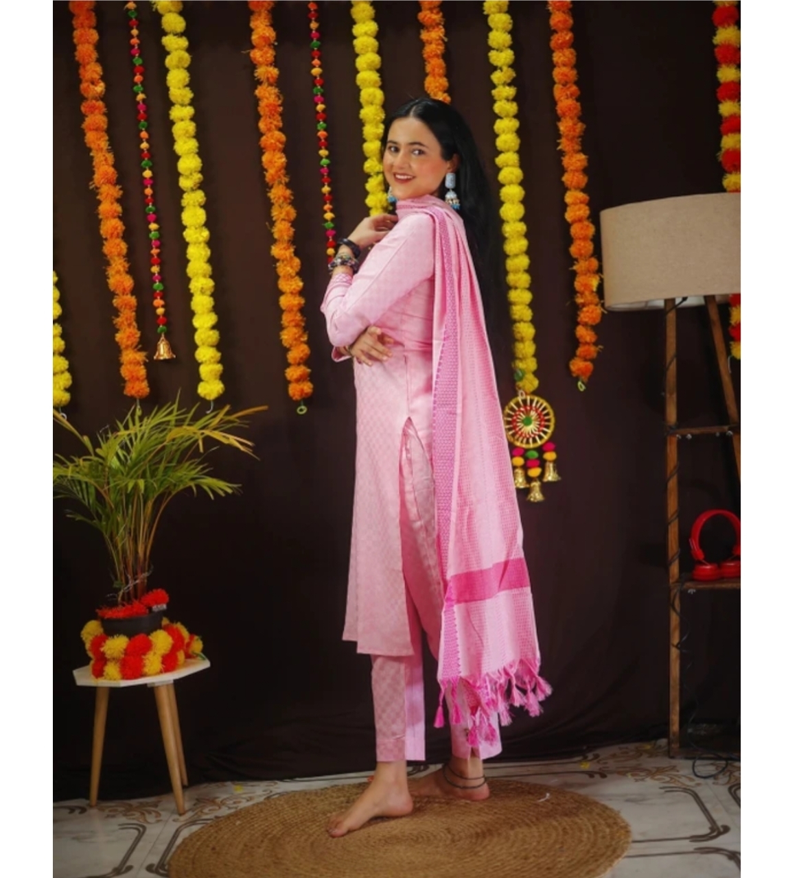 Awafu Readymade Women Wool Cotton Kurti Pant Dupatta Set , Kurta Salwar 3