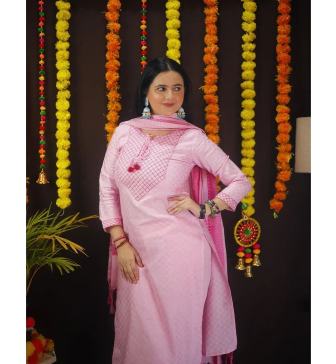 Awafu Readymade Women Wool Cotton Kurti Pant Dupatta Set , Kurta Salwar 3