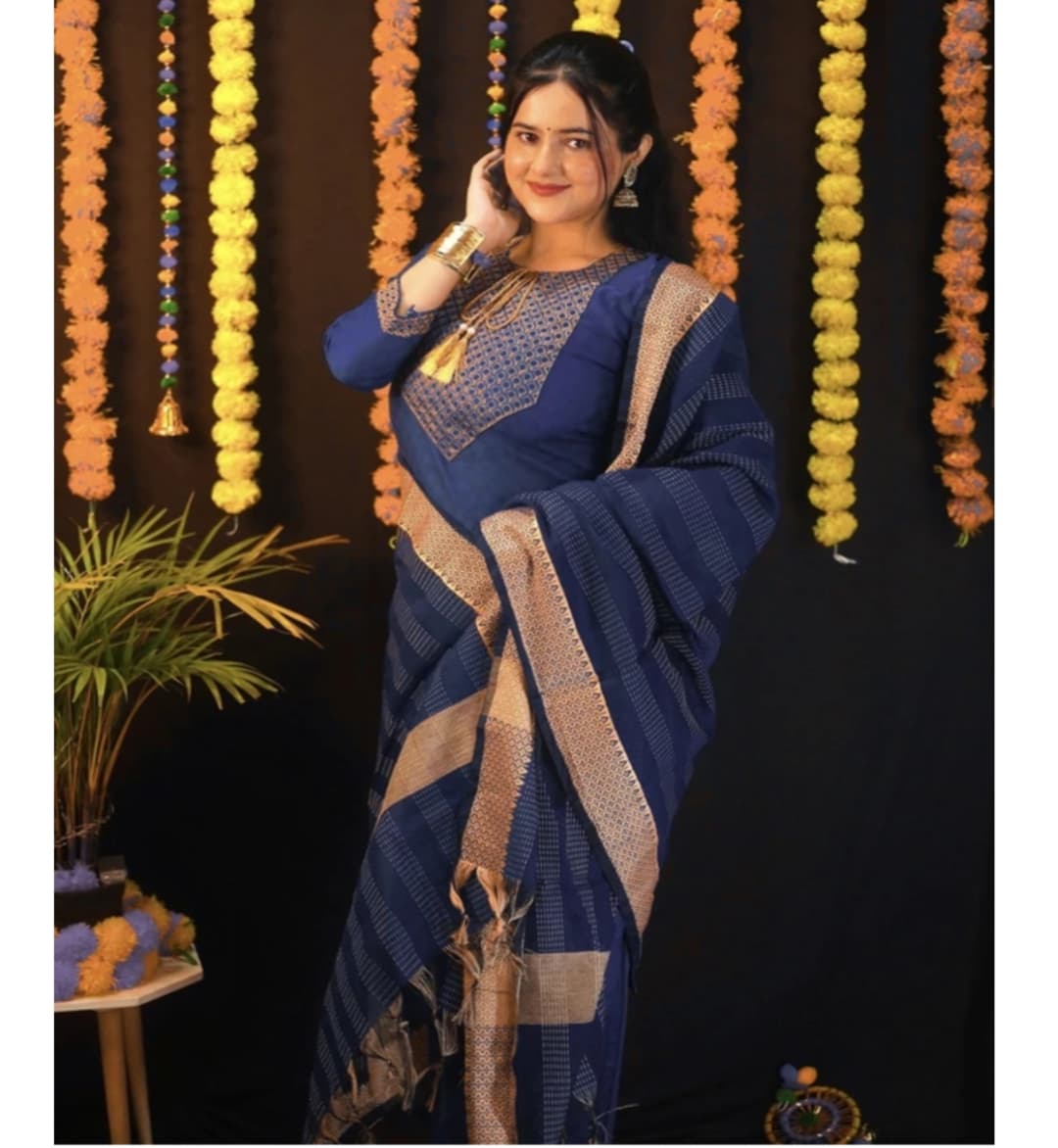 Awafu Readymade Women Wool Cotton Kurti Pant Dupatta Set , Kurta Salwar 2