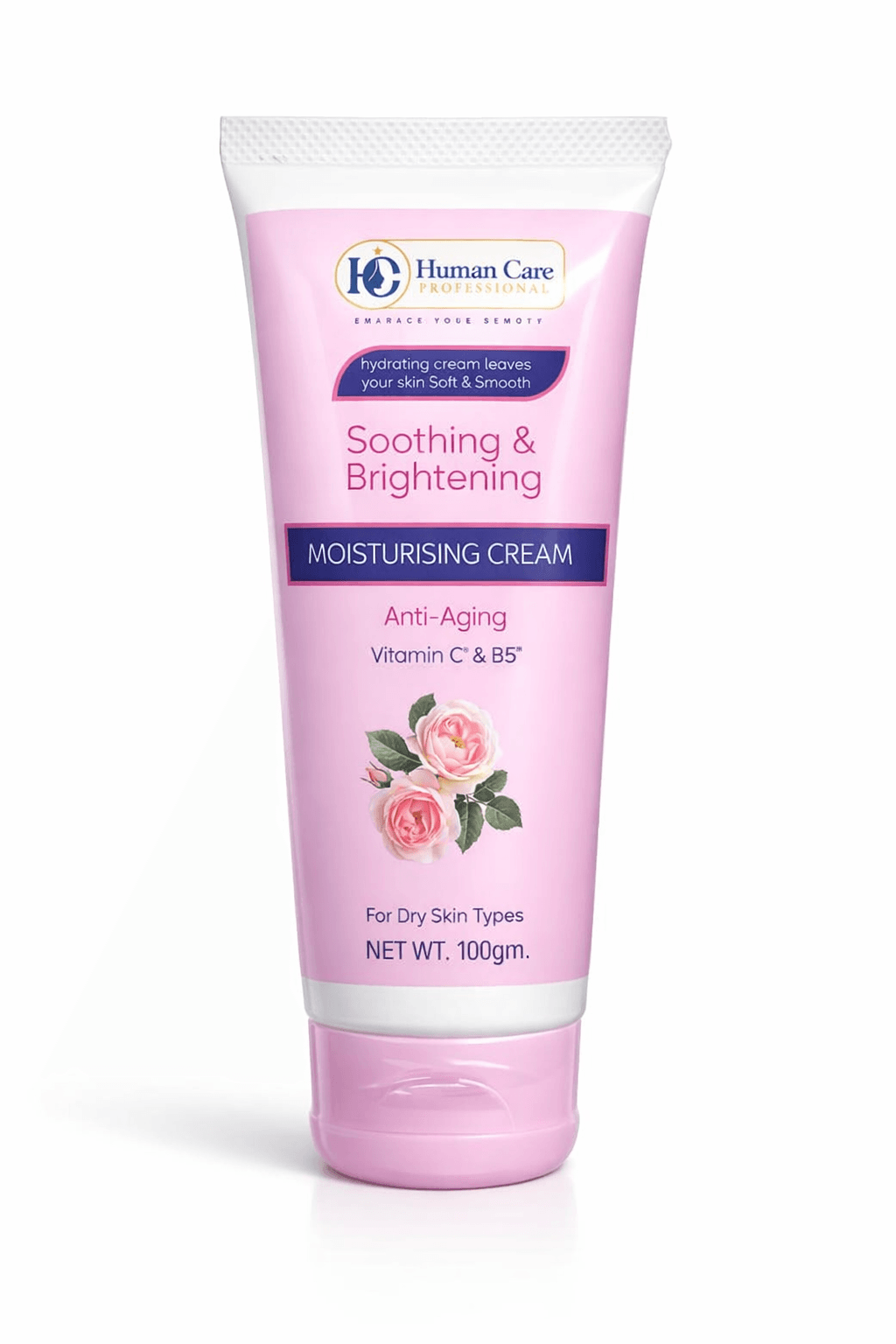 Human Care Smoothing and Brightening Moisturizing Cream, Anti- Aging, Vitamin C & B5 for Dry skin 100 G