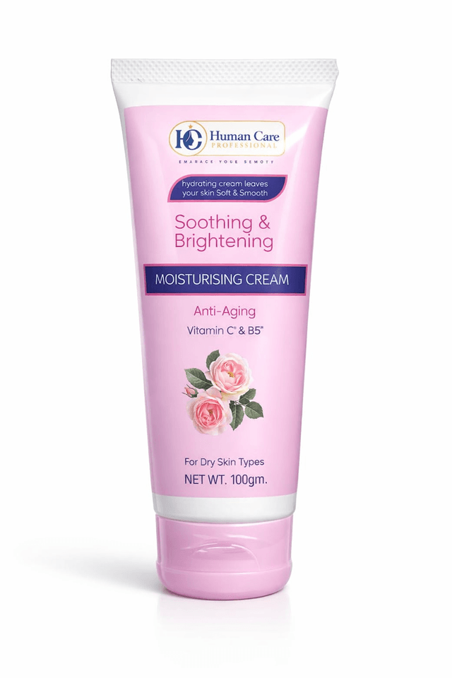 Human Care Smoothing and Brightening Moisturizing Cream, Anti- Aging, Vitamin C & B5 for Dry skin 100 G