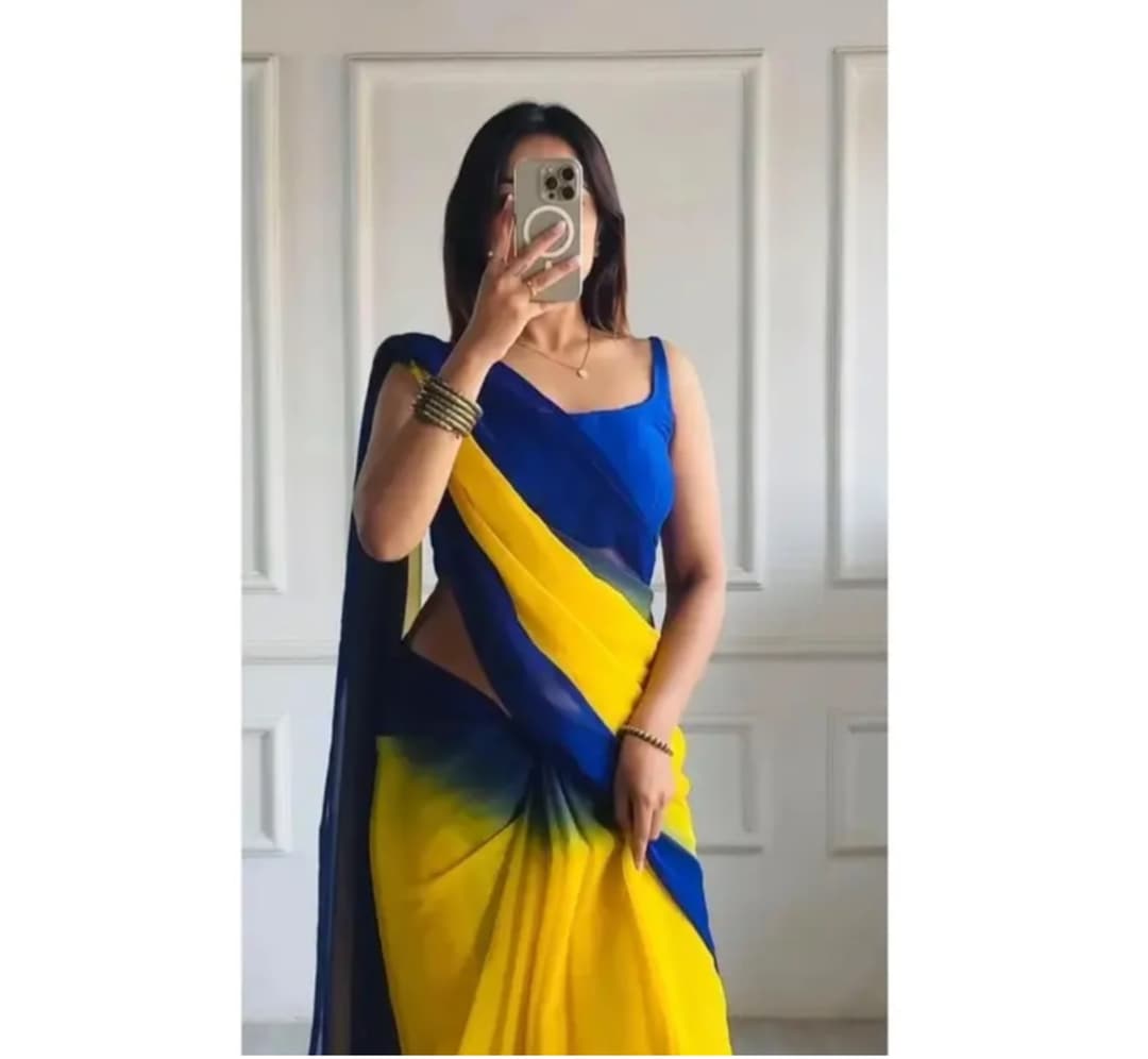 dual Color Saree With blouse 1