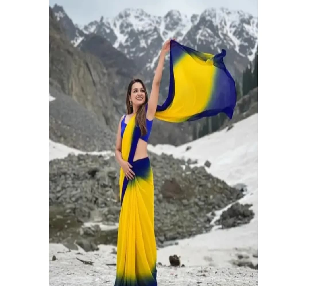 dual Color Saree With blouse 2