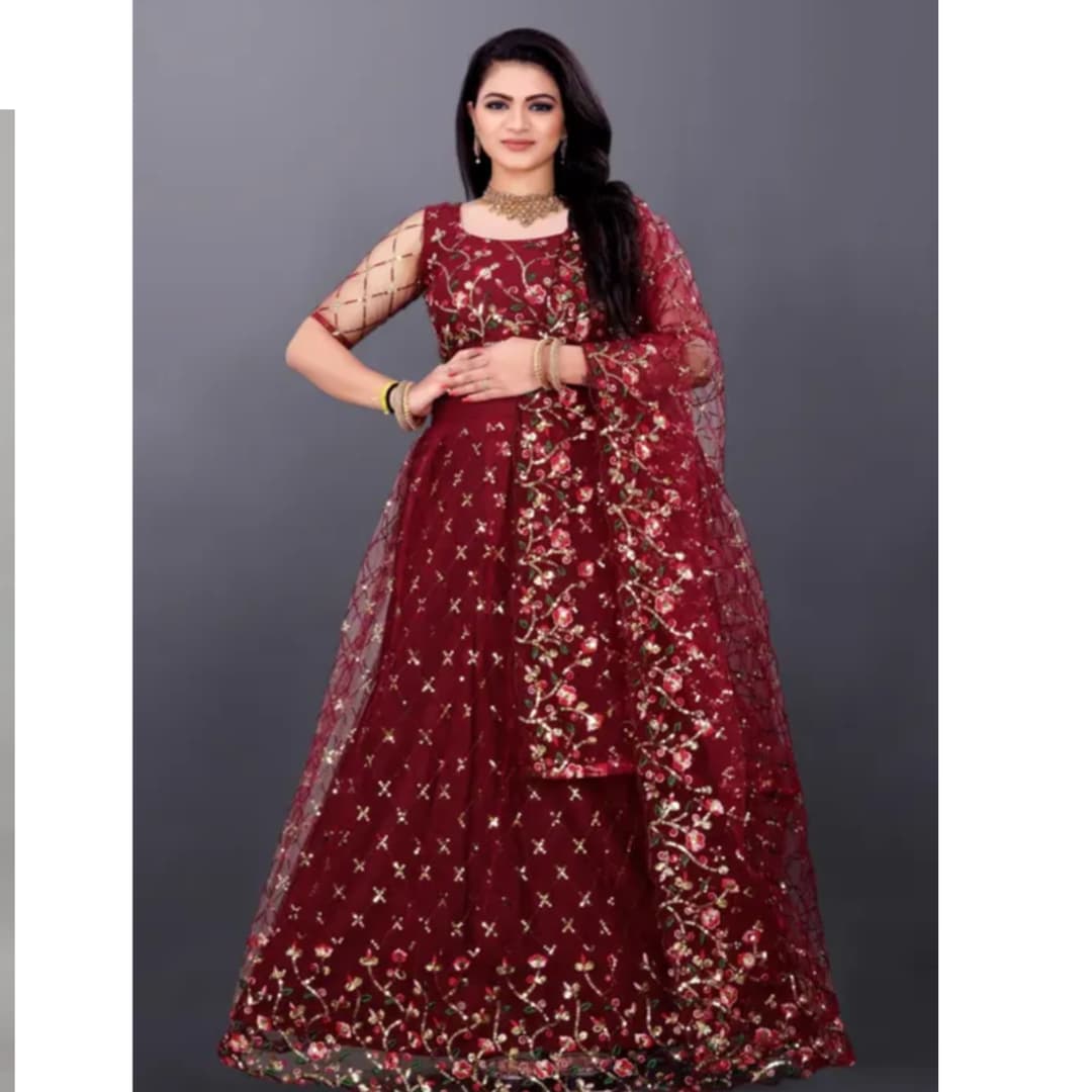 Lehenga Choli Semi Stitched Purple Color 1