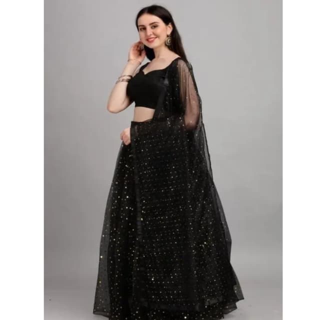 Lehenga Choli Semi Stitched Color Bleck