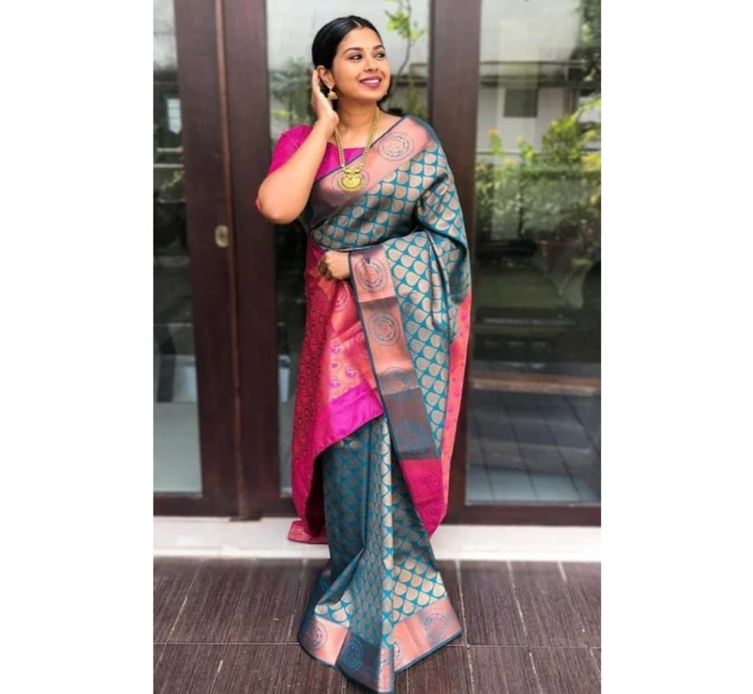 Awafu Art Silk Banarasi Saree With Blouse 1