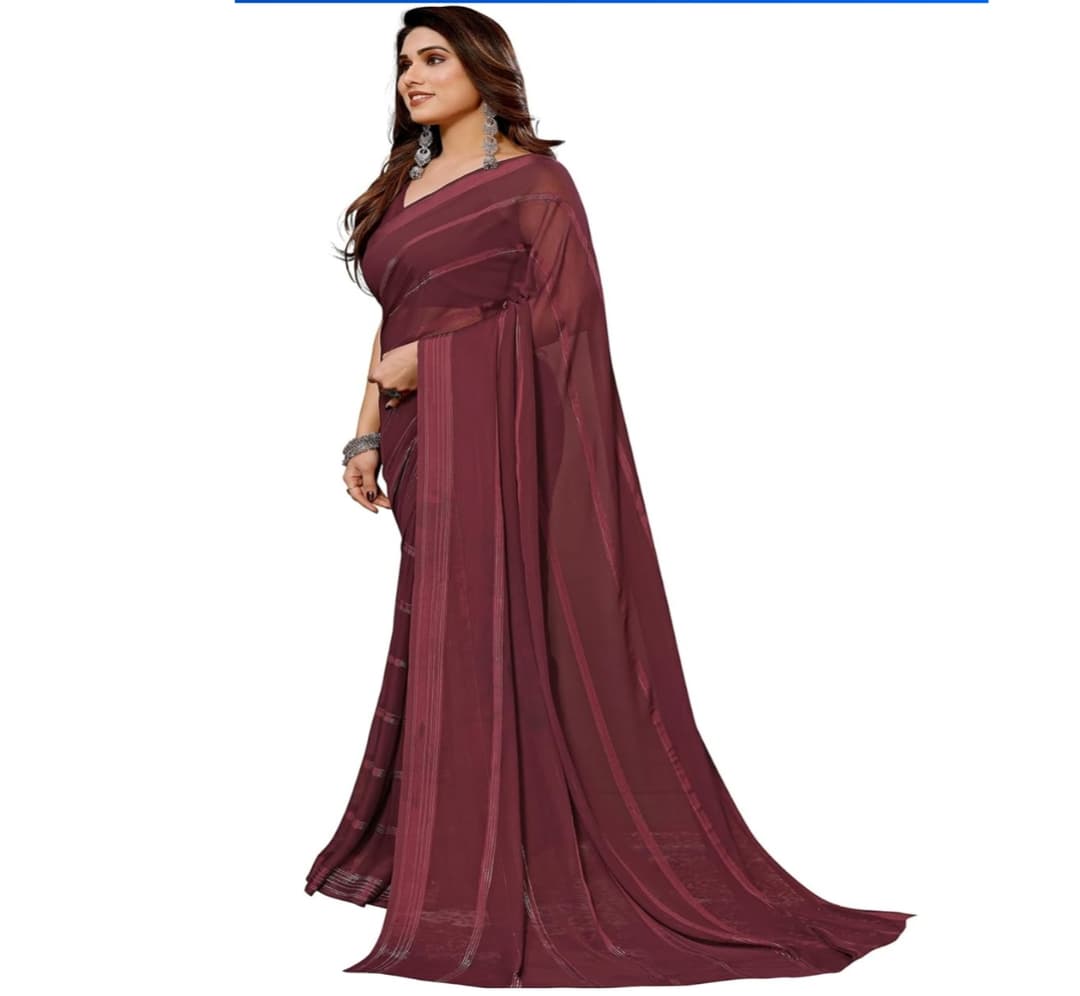 Awafu Embellished Striped Satin Saree 3
