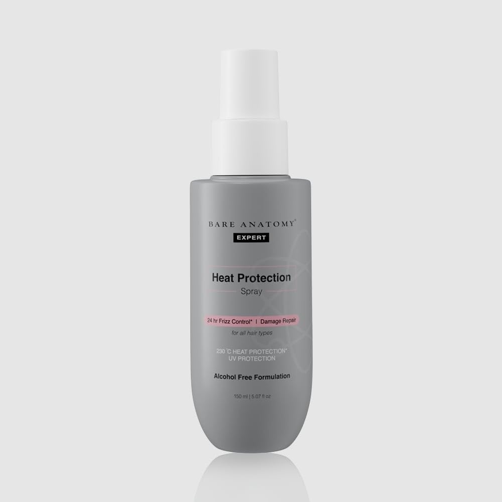 Bare Anatomy Heat Protection Spray Serum | Controls Frizz for up to 24 Hrs | Vitamin E, Pea Protein & Veg Keratin Enriched | Paraben Free | For Women & Men | Vegan |230 °C Heat Protection | 150 ml - By Allure Cosmetics 1