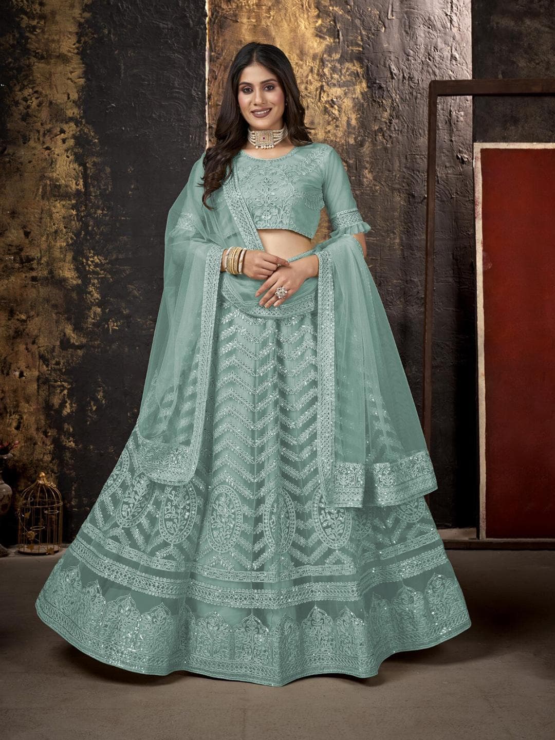 Semi-Stitched Lehenga & Blouse With Dupatta 4