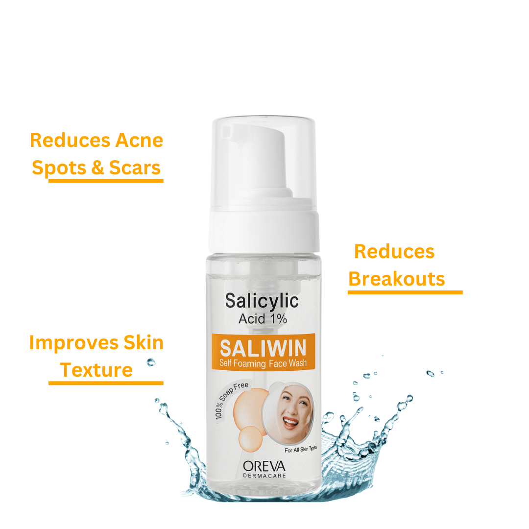 Oreva Dermacare Saliwin Self Foaming 1% Salicylic Acid Face Wash 150ml | For Oily & Acne-Prone Skin 2