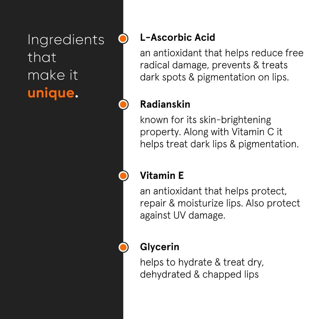 Minimalist Lip treatment for Dark, pigmented Lips, Moisturizing, Softening & Brightening Lips | 8% L-Ascorbic Acid with Vitamin E, Radianskin & Glycerine | For Women & Men | 0.42 Oz / 12 gm 3