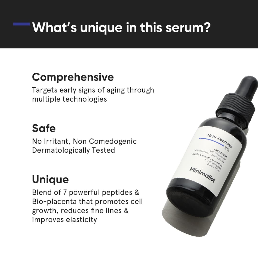 Minimalist Multi Peptide Night Face Serum for Anti Aging with Collagen Boosting | Reduces Wrinkles | Hydrating Serum With 7% Matrixyl 3000 & 3% Bio-Placenta | For Women & Men | 1 Fl Oz / 30 ml V 2